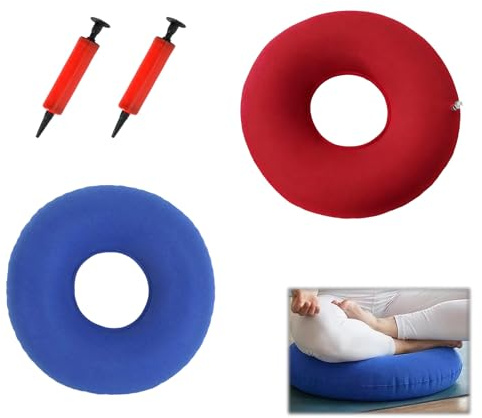 Petit Bouée Médicale de 35x35cm, Coussin d’Assise Gonflable en Anneau pour Adultes, Oreiller d’Hémorroïde Médical et Bouée Coccyx Gonflable, Coussin de Siège Rond Anti Escarres Fessier Portable