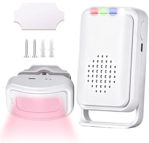 techextra Détecteur de Mouvement avec récepteurs avec 32 mélodies | détecteur de passage infrarouge sans fil, sonnette de porte sans fil, pour intérieur et extérieur camping-car maison garage