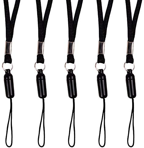 ZhaoCo Lanière Tour de Cou en Nylon Détachable, 5 Pack, Noir
