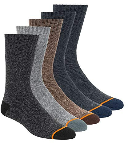 Weatherproof Paquete de 5 calcetines térmicos para hombre con soporte de arco e hilos jaspeados, Variado, 10-13