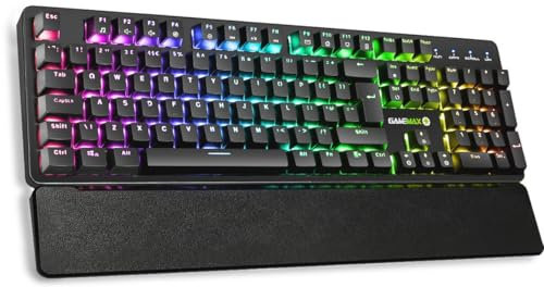 GameMax Strike RGB Mechanical Gaming Keyboard, Individual RGB LED Backlight, Outemu Red Switches, Anti-Ghosting Keys, Detachable Wrist Rest, Compatible for Windows & Mac OSX, USB, UK Layout | Black
