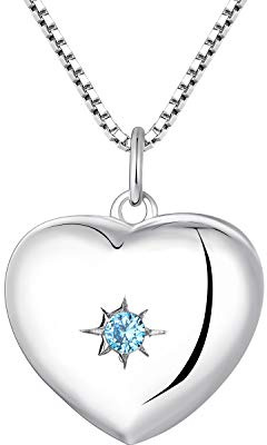 YL Collana Mamma Ciondolo Cuore Argento Portafoto Medaglione Collana Apribile per Foto con Gemstone da Mamma Donna Gioielli