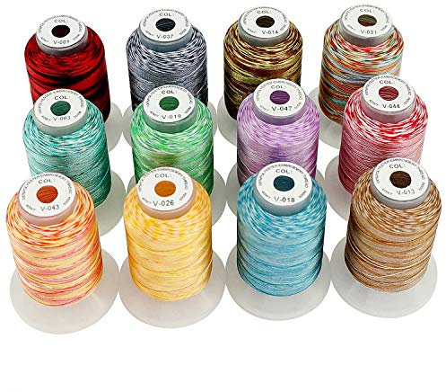 New brothread 12 Multi Farben Polyester Maschinen Stickgarn 500M (550Y) für Brother/Janome/Singer/Babylock/Kenmore/Bernina/Husqvaran Stickereimaschine-Sortiment 2