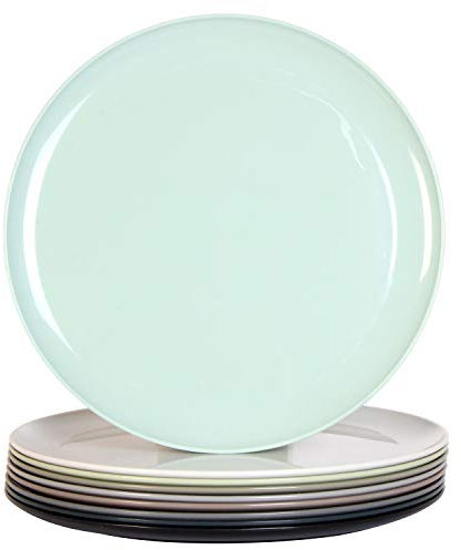 Youngever 9 Grande Assiettes en Plastique de 25CM, Assiettes DIner (Couleur Coastal)
