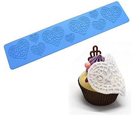 Estera del cordón del silicón, decoración comestible de la torta del molde de la impresión del arte del azúcar, forma del corazón