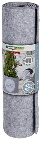 Windhager protezione invernale per piante in vaso Hello Winter M - 114 x 25 x 0,3 cm - grigio/bianco - protezione decorativa in feltro - protezione dal freddo - antigelo