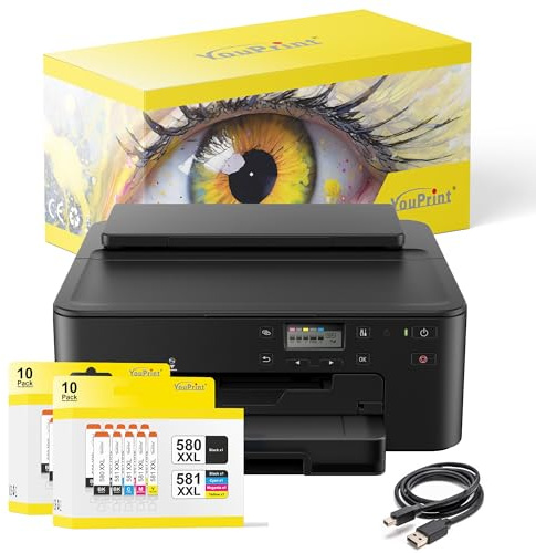 YouPrint Bundle TS705a Drucker (OHNE Kopier- und Scanfunktion) mit 20 kompatiblen YouPrint Druckerpatronen passend für Canon 580 581 XXL