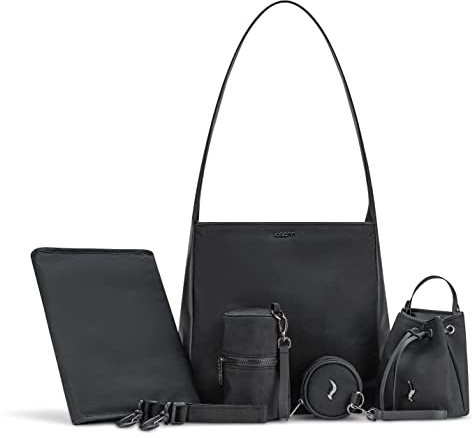 Osann Wickeltasche Ella Black Oxford - inkl. Wickelunterlage und Schnullertasche