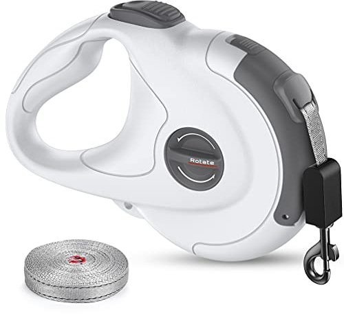 Samnuerly Hundeleine Rollleine, 360° Ohne Verwicklung Einziehbare Hundeleine, Rollleine Hundeleine Mit Anti-rutsch Griff Für Große Mittelgroße Und Kleine Hunde Bis 50kg (White)