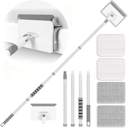 TIMIVO Baseboard Cleaner Tool with Handle, 58’’ Baseboard Cleaner with Extendable Handle, Wall Cleaner for Baseboard, Wall, Ceiling, with 4 Reusable Cleaning Pads