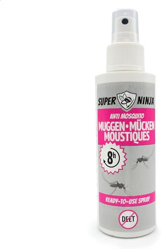 Super Ninja Mückenspray & Zeckenspray 100 ml, Sicher für Kinder & Erwachsene - Hochwirksamer Multi-Insektenschutz, DEET-frei, 8h Schutz gegen Mücken & Zecken, Hautfreundliche zeckenschutz menschen
