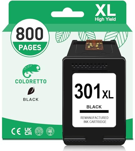 COLORETTO Druckpatrone für HP Deskjet 2540 3050 Envy 4508 für HP 301 XL | für HP 301 XL für ENVY 4500 4504 4508 5500 5532 Deskjet 2500 2540 3050 1000 1050 2050 2510 Officejet 2620 4600 4630 Schwarz