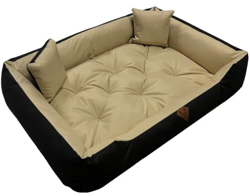 Dogs4Life Hundebett mittlere und Grosse Hunde | Orthopädisch & Gelenkschonend | Hundesofa | Hundekissen | Waschbar | Outdoor & Wasserabweisend | Robust & Formstabil | L 115x95cm Beige