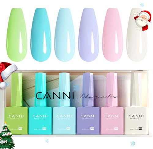 CANNI UV Nagellack Set 6 Farben verde azul morado rosa blanco Gellack Nagellack Gel Polish Set Gelnägel Set UV Gel für Nägel C2305