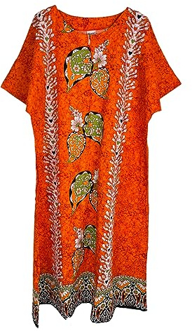 Kiran Fashion Ladies 100% Cotton Long Kaftan Dress Summer Ethnic Print Beach Cover One Size