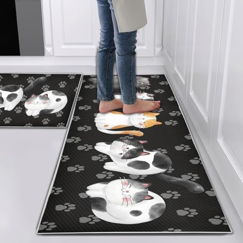 Hoimlm Kitchen Rug Set 2 Piece Non Slip and Anti Fatigue Kitchen Mat | Washable Mats and Rugs for kitchen,Hallway Runner Set, Dining Room, Entryway and Home Decoration Office