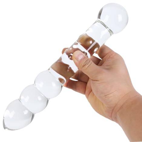 Aptitan Large Balls Glass Dildo Big Crystal Penis G-Spot Stimulator Anal Plug Butt Expander Sex Toy (Large)