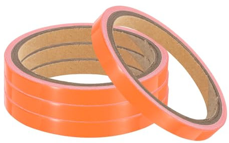 sourcing map 4 Rollos Cinta Brillante en Oscuridad 0.3 x 9.8' Cinta Adhesiva Fluorescente Cinta Luminosa para Escaleras Paredes Pasos Señal de Salida Decoración del Hogar Naranja