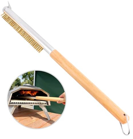 Manucode Profi Pizzaofen-Bürste 52cm mit Edelstahlschaber und Messingborsten – Ideal für Outdoor- und Indoor-Öfen
