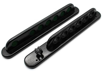 BILMAG Billard Zubehör Queuehalter Wandhalter für 6 Queues Cue Kö + Clip für Queuebrücke (Schwarz)