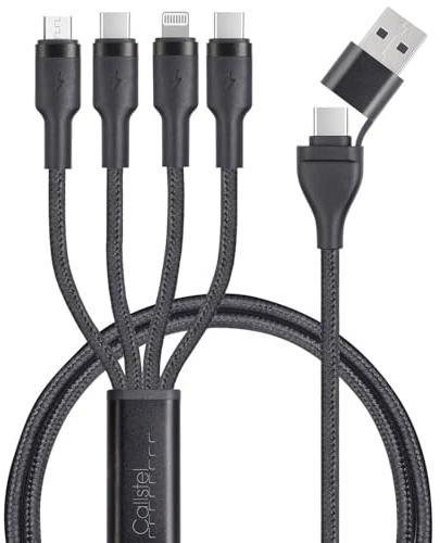 Callstel Micro Kabel: 8in1-Lade-/Datenkabel USB-C/A zu USB-C/Micro-USB/Lightning 60W, 120 cm (Ladekabel mit Typ-C-Stecker, Universal-Ladekabel Für Samsung, Kfz)