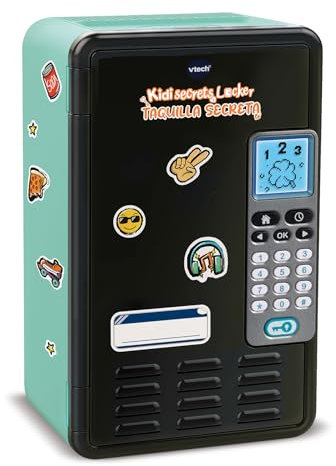 VTech - KidiSecrets Locker Taquilla Secreta, Caja fuerte con código secreto, Joyero niños, Personalizable, Pantalla LCD, Música, Alarma, Juguetes Electrónicos, color negro, Versión ESP
