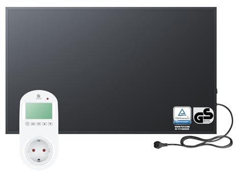 BR Bringer Infrarotheizung 800 Watt - mit Steck-Thermostat - Infrarot Elektroheizung Energiesparend - TÜV & GS - Deutsche Qualitätsmarke (schwarz)