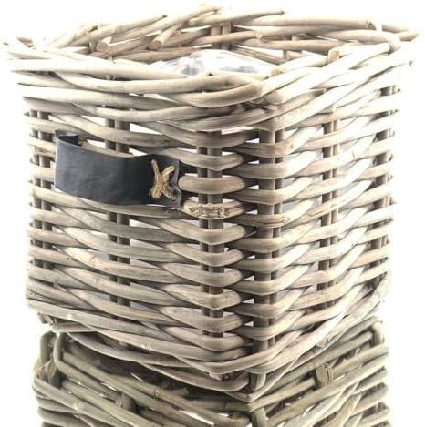 Van der Leeden Rattan Übertopf Grau quadratisch mit Folienauskleidung 50 x 50 cm