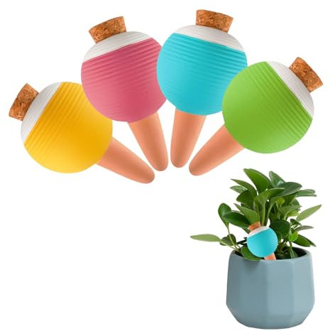 4 Stück Bewässerungskugeln,430ml Tonkegel Bewässerung,Pflanzen Selbstbewässerung,Wasserspender für Pflanzen,Tonkegel zur Blumen Bewässerung,Geeignet für Verschiedene Blumentöpfe