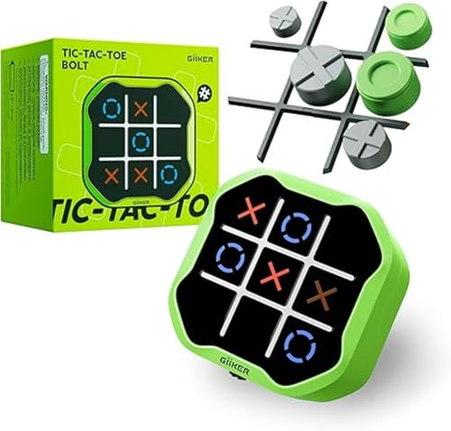 GiiKER Tic Tac Toe Bolt-Spiel, Original 3-in-1-Handheld-Puzzle-Spielkonsole, tragbare Reisespiele, Brettspiele für Kinder und Erwachsene, Geburtstagsgeschenke für Kinder ab 3 Jahren (Green)