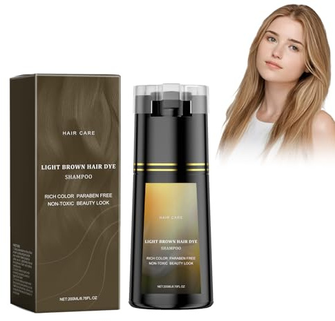 Hair Dye Shampoo Teintant Pour Cheveux Shampooing Colorant Végétal, Colore Les Cheveux En Quelques Minutes, Shampooing Pour Couvrir Les Cheveux Gris, Facile à Utiliser (Marron Clair, 200 ml)