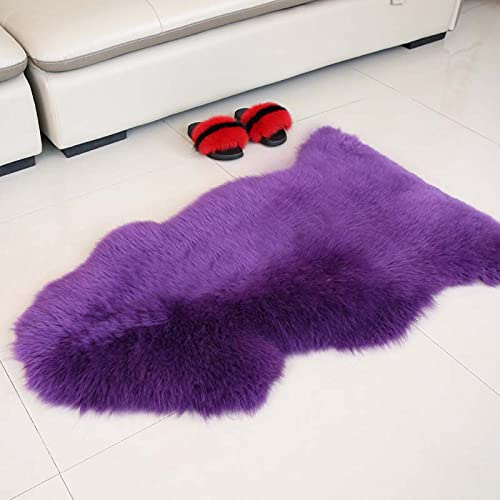 Woolous Genuine Sheepskin Rug, New Zealand Lambskin Rug – Soft, Natural Wool Throw for Baby, Living Room, Bedroom, Sofa, and Chair (Purple, Single Pelt 2x3 ft)