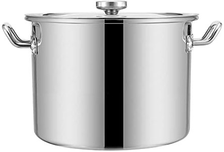 OLSKFUH Olla De Acero Inoxidable 304 con Tapa, Olla De Acero Inoxidable para Cocinar En Casa, Fácil De Limpiar, Plateada,25 * 18cm(10L)