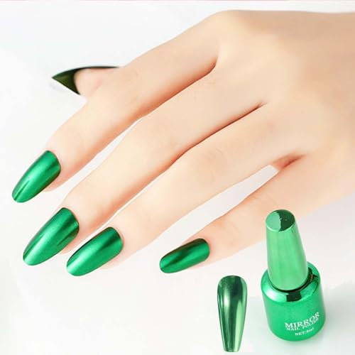 Chrome Metallic Nail Varnish - Green Shade. Mirror-Like, Quick-Dry Metal Effect - No UV Required. Perfect for Christmas Nail Art - No Fuss, Just Chrome