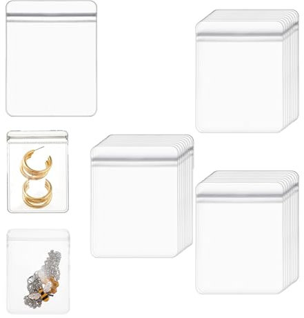 TFSYLISA 50 Pezzi Sacchetti in PVC Borsa Trasparente per Gioielli Organizer con Cerniera Utilizzabili per Collane Anelli Orecchini