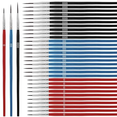 cobee 30 pinceles de pintura para detalles, pinceles de punta fina por números con 3 tamaños #0#00#00#000, micropinceles para modelos, manualidades, pintura acrílica en miniatura (mezcla de colores)