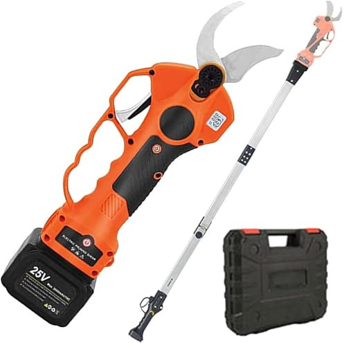 YYRHD-CZ Tagliarami Elettrico, Forbici Elettriche Senza Fili, Forbici da Giardino con Asta di Prolunga, 2 Batterie Ricaricabili da 2,0(Withextensionrod)