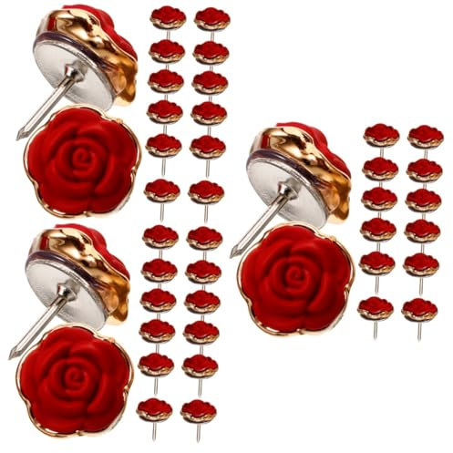 ARTIBETTER 3 Sätze Kompakte Reißnägel Reißzwecken Für Die Pinnwand Thumbtacks Drücken Farbig Daumennägel Kleine Stecknadel Kompakter Druckstift Metall Rot 30 Stück * 3
