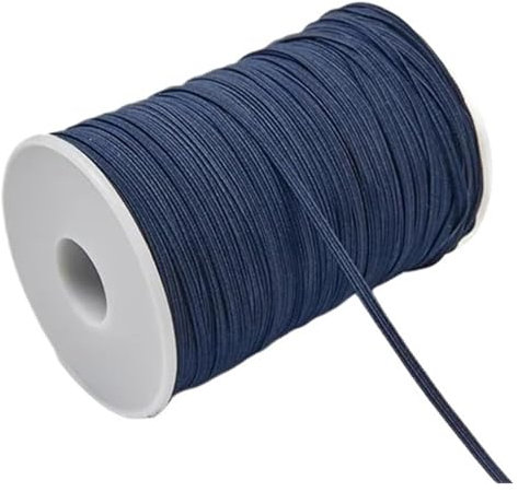 Banda elástica de goma de colores de 3 mm y 6 mm for coser, cinta elástica de licra, adorno for tela, accesorios de bricolaje for prendas de vestir, elástica for coser.(Dark Blue,6mm 100yards)