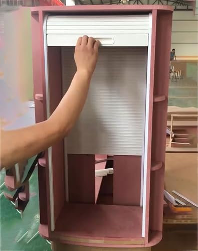 MLYAYE Küchenschrank-Set mit Rollladentür, 50, 60, 80, 100, 120 cm hoch, herunterziehbare Schranktüren aus Kunststoff mit Handzug und sichtbarer Schiene, gerades Schiebetor(50 x 55 cm)
