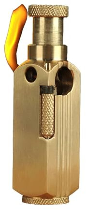 Accendino vintage in ottone a cherosene con fiamma morbida, accensione con mola scorrevole laterale, combustibile ricaricabile, adatto come regalo da collezione (cherosene non incluso)