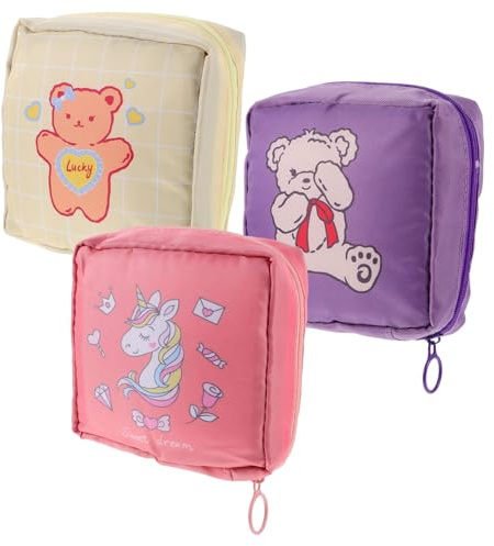UPKOCH 3 Stück Tragbare Hygienebeutel für Damenbinden Großer Kapazität Wiederverwendbare Aufbewahrungstasche Handliche Sanitary Napkin Bag für Schule Arbeit Reisen