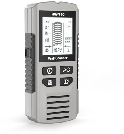 Kabelsökare spårningsenhet, 5-i-1 multifunktionell Stud Finder med Smart Sensor Audio Larm HD LCD-skärm, bärbar väggdetektor mätanordning väggskanner-detektor för trä järnmetallkabel (grå)