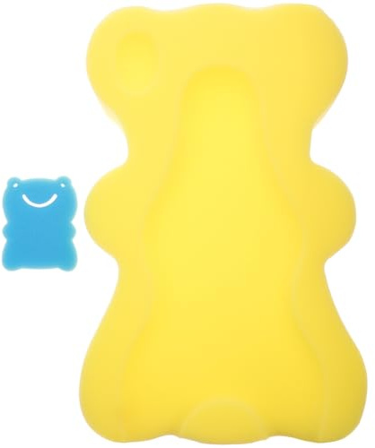 Veemoon Tapete Antideslizante de Esponja Amarilla para Recién Nacidos, Cojín de Baño Estructura Mecánica de 3 Puntos y Esponja Gruesa Adecuado para Baño Seguro de Bebés Color Aleatorio