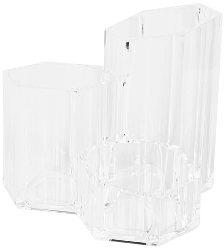 Angoily Makeup Holder Dustproof Acrylic Container with Storage Brush and Lid, Large Capacity Space-saving Design, Stylish Organising for Desktop Cosmetics