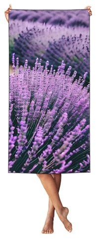 AYYQWE Asciugamano da spiaggia con stampa viola lavanda leggero per adulti bambini viaggio prendere il sole campeggio salotto all'aperto