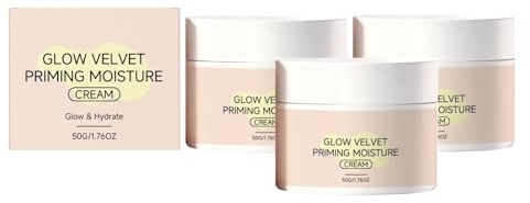 Glow Velvet Priming Moisture Cream, Pore Blurring and Makeup Gripping Primer, Moisturizing & Nourishing Skincare for Soft Radiant Skin, Korean Skin Care for All Skin (3Pc)