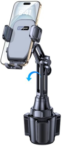 Coolpow Supporto per cellulare da portabicchieri per auto - Supporto per cellulare da portabicchieri【Ultra Stable & Never Shake】 Supporto da auto per iPhone 17, 16 e tutti gli smartphone da 4“ a 7”