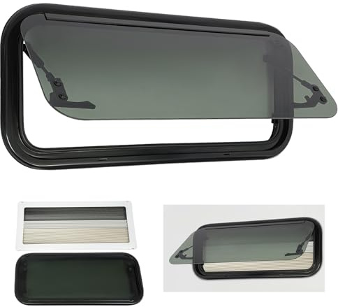 TCICOP Fenêtre de caravane 70x30cm, fenêtre de camping-car RV externe à pousser 85°, fenêtre battante pour camping-car avec obscurcissement, pour caravane, fourgon, voiture, bateau (angles arrondis)