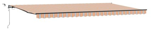 Todiikf Tenda da sole motorizzata con braccio articolato, 600 x 300 cm, multicolore, tenda da sole estensibile in poliestere, per giardino e balcone, con telecomando e sensore di luce del vento